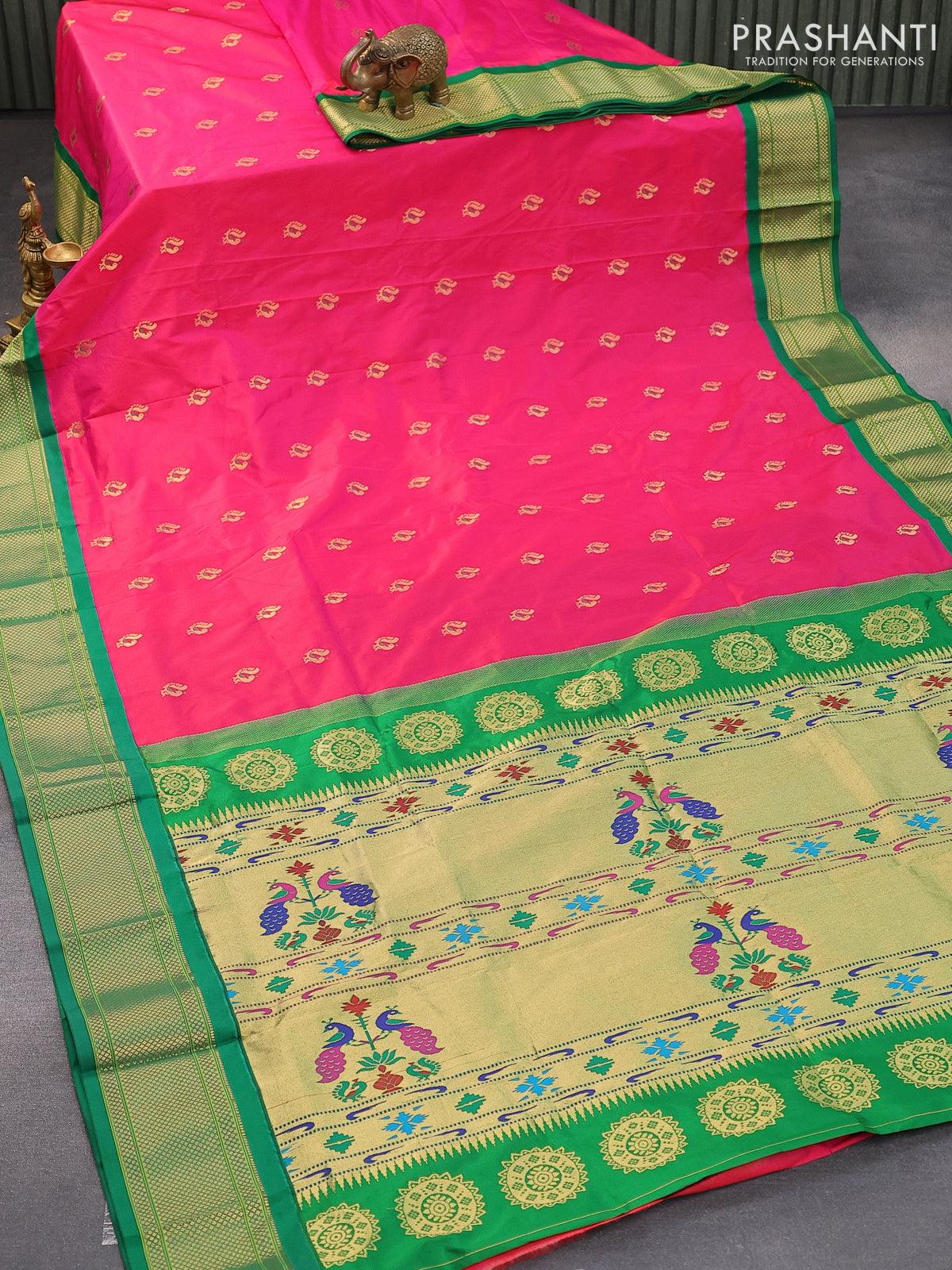 Brocade border Semi Paithani Saree - Nishalika