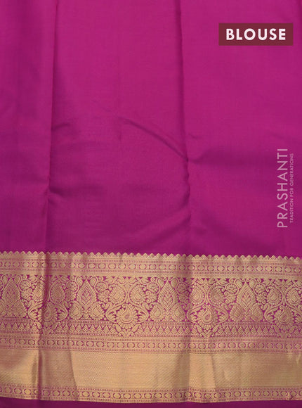 Pure kanjivaram silk saree blue and deep purple with allover zari weaves and zari woven border & Allover weaves