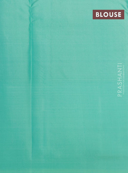 Pure kanjivaram silk saree pink and teal green with zari woven buttas and zari woven butta border & Butta style