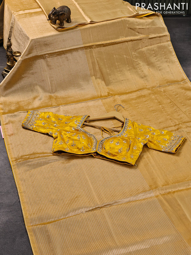 Yellow Color Satin Silk Saree With Blouse and Embroidery Work Belt and Lace