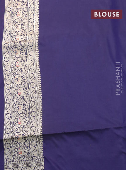 Banarasi uppada silk saree navy blue with allover zari woven brocade weaves and rich floral zari woven border