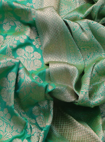 Banarasi uppada silk saree teal green with allover zari woven brocade weaves and zari woven border