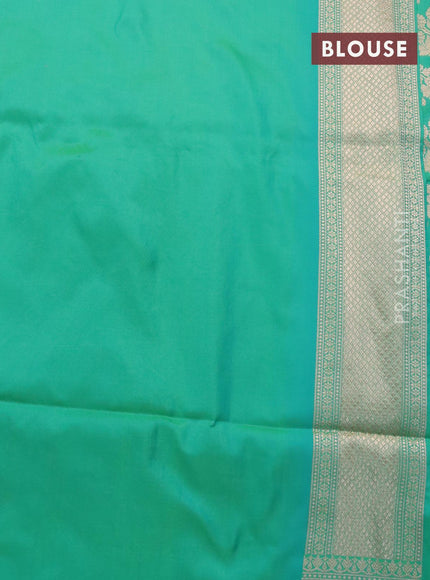 Banarasi uppada silk saree teal green with allover zari woven brocade weaves and zari woven border