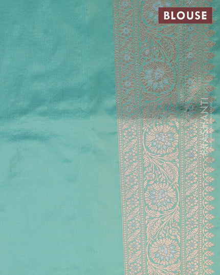 Banarasi uppada silk saree dual shade of teal blue with allover zari woven floral brocade weaves and zari woven floral border