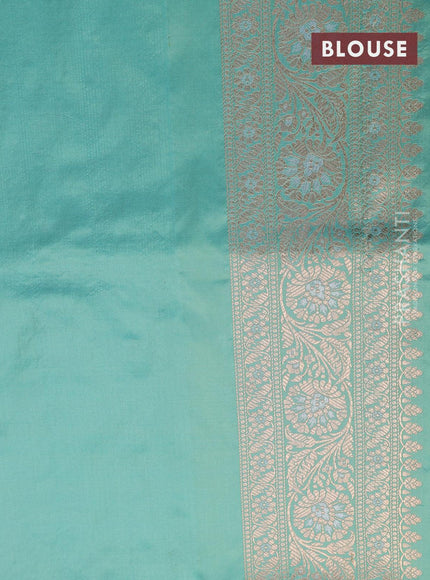 Banarasi uppada silk saree dual shade of teal blue with allover zari woven floral brocade weaves and zari woven floral border