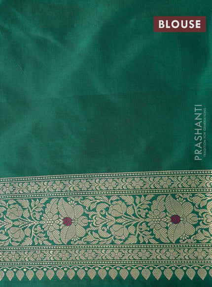 Banarasi uppada silk saree green with allover zari woven floral brocade weaves and zari woven border