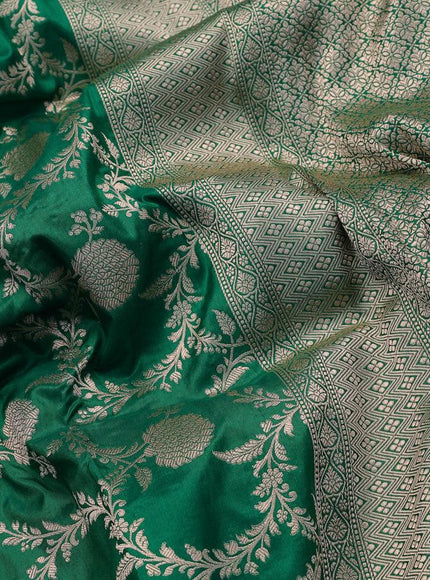 Banarasi uppada silk saree green with allover zari woven brocade weaves and zari woven border