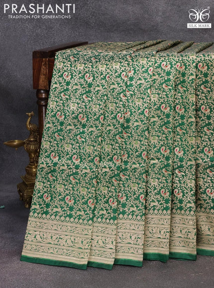 Banarasi uppada silk saree green with allover zari woven brocade weaves and zari woven border