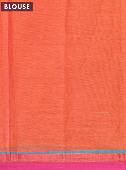 Nithyam cotton saree dual shade of orange and pink with allover thread weaves and zari woven simple border