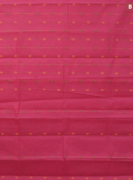 Nithyam cotton saree pink and rustic orange with allover thread weaves and zari woven simple border