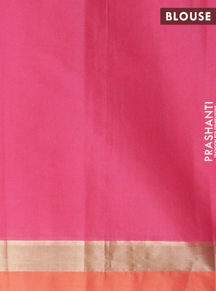 Nithyam cotton saree pink and rustic orange with allover thread weaves and zari woven simple border