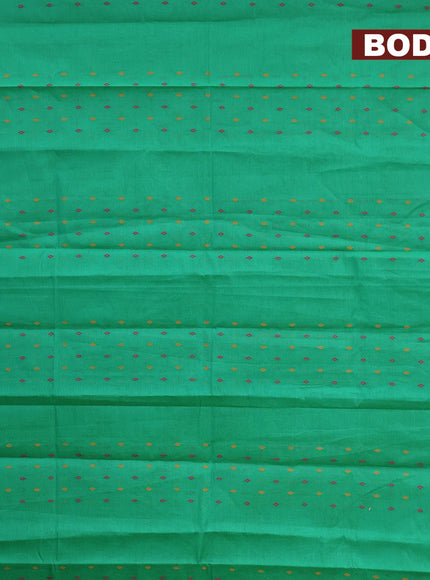 Nithyam cotton saree dual shade of green with geometric thread woven buttas in borderless style