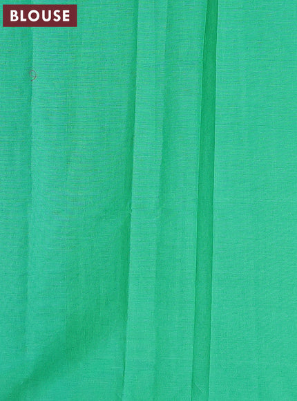 Nithyam cotton saree dual shade of green with geometric thread woven buttas in borderless style