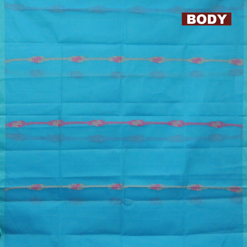 Nithyam cotton saree blue with allover thread weaves in borderless style