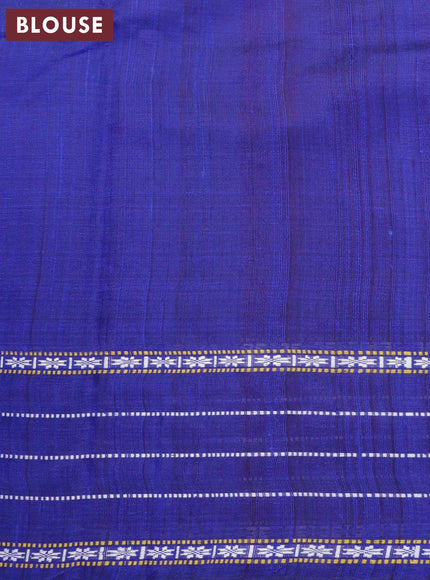 Pure dupion silk saree pink and blue with plain body and temple design vidarbha border