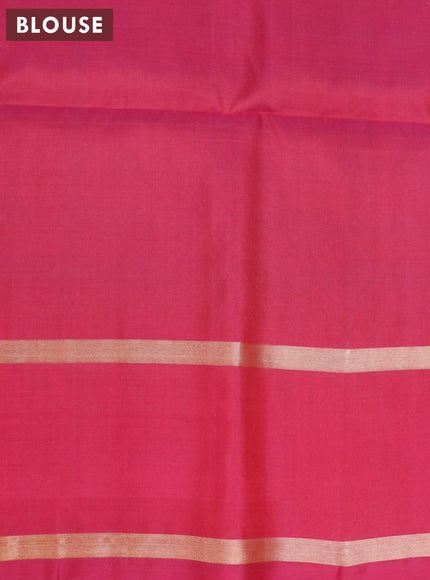 Pure soft silk saree deep purple teal blue and pink with paalum pazhamum checked pattern and rettapet zari woven border