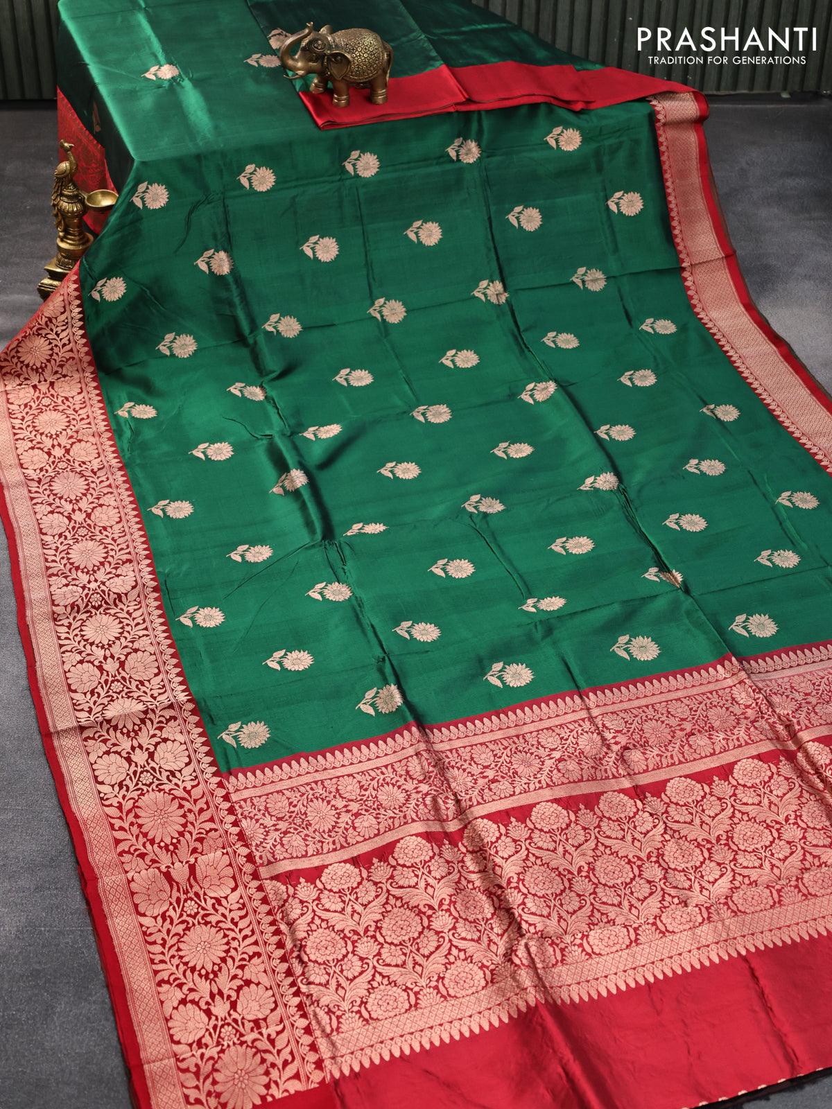 Red Katan Silk Handwoven Banarasi Saree – Banarasi Shagun