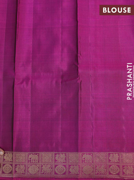 Pure kanjivaram silk saree chikku shade and dark magenta pink with annam & paisley zari woven buttas and zari woven border