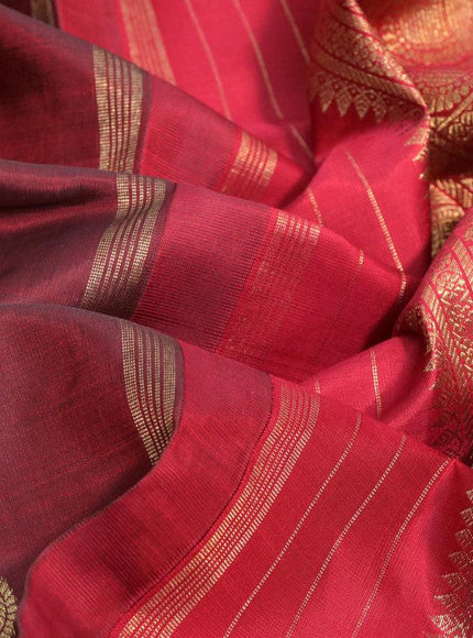 Pure kanjivaram silk saree maroon with zari woven paisley buttas and piping border