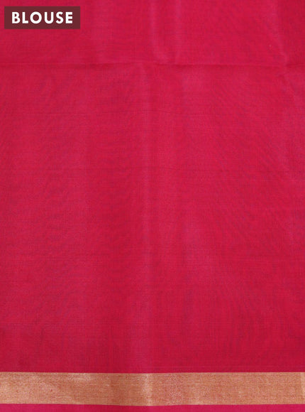 Kora silk cotton saree blue and reddish pink with thread & zari woven buttas and zari woven border