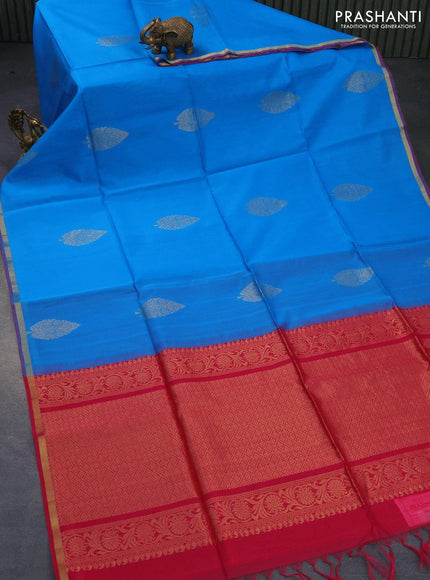 Kora silk cotton saree light blue and pink with zari woven buttas and zari woven piping border