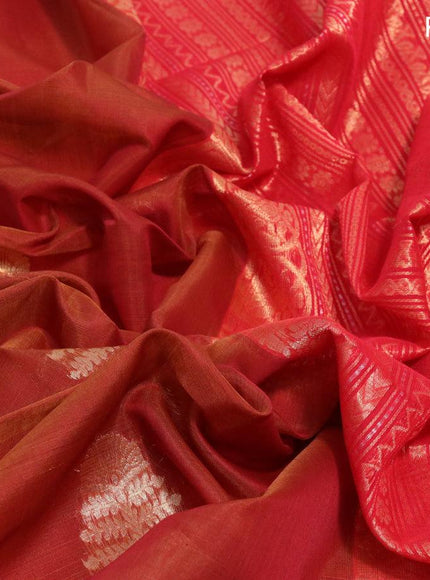 Kora silk cotton saree rust shade and red with zari woven buttas and zari woven border