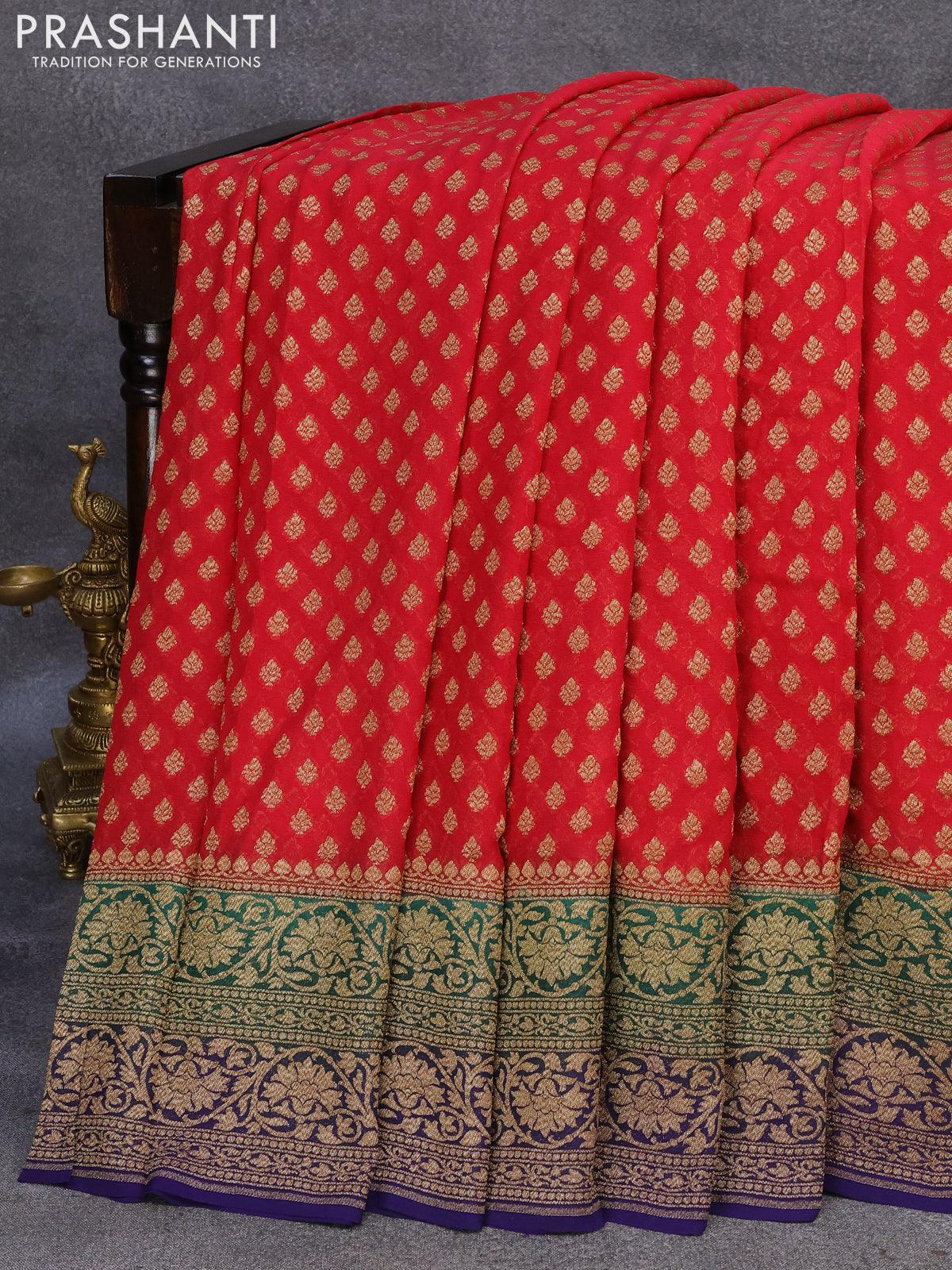 Khaddi Georgette Handloom Banarasi Saree — The Handlooms