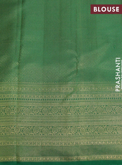 Pure kanjivaram silk saree lime yellow and green with allover floral digital prints & zari weaves and long zari woven border