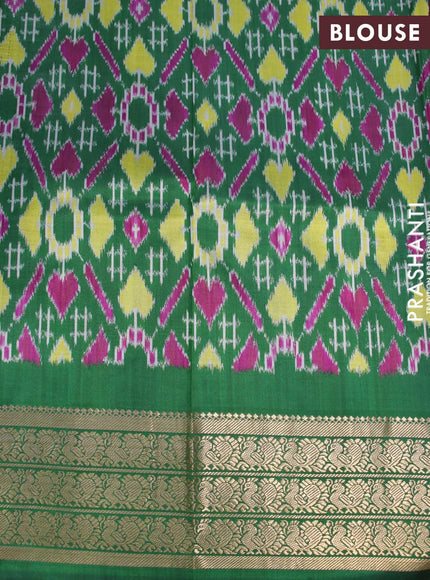 Pure kanjivaram silk saree maroon and green with allover floral digital prints and annam zari woven border