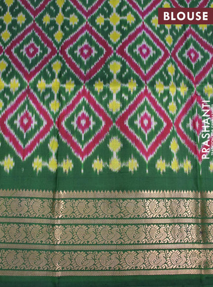 Pure kanjivaram silk saree maroon and green with allover floral digital prints and annam zari woven border