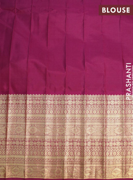 Pure gadwal silk saree cs blue and dark magenta pink with zari woven buttas and long zari woven border