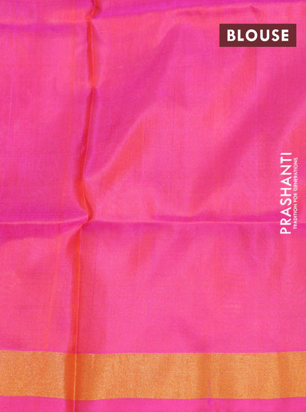 Pure uppada silk saree cs blue and pink with silver & gold zari woven buttas and zari woven border