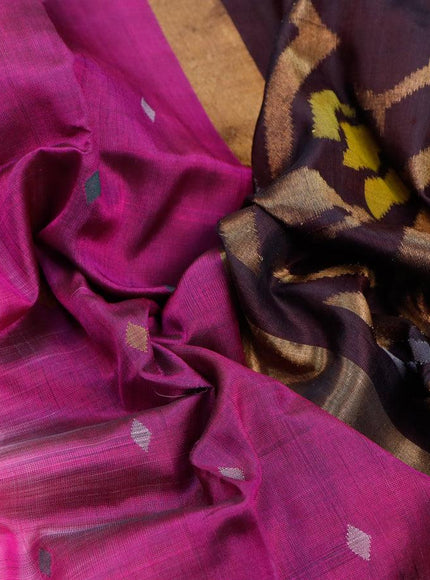 Pure uppada silk saree pink and deep jamun shade with allover thread woven geometric buttas and zari woven border