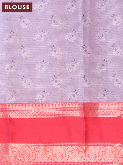 Banarasi kota saree mild purple and red with floral digital prints and rettapet zari woven border