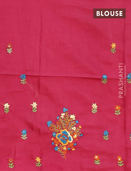 Semi tussar saree maroon with allover thread weaves and sequin work pallu & embroidery work blouse