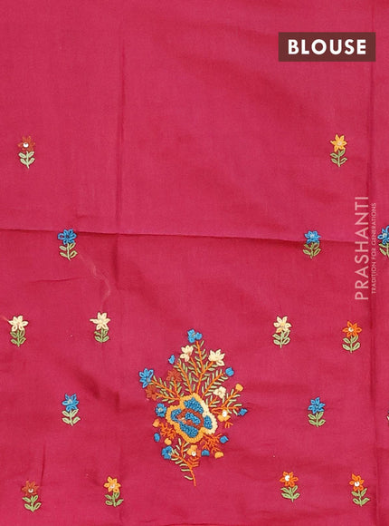 Semi tussar saree maroon with allover thread weaves and sequin work pallu & embroidery work blouse