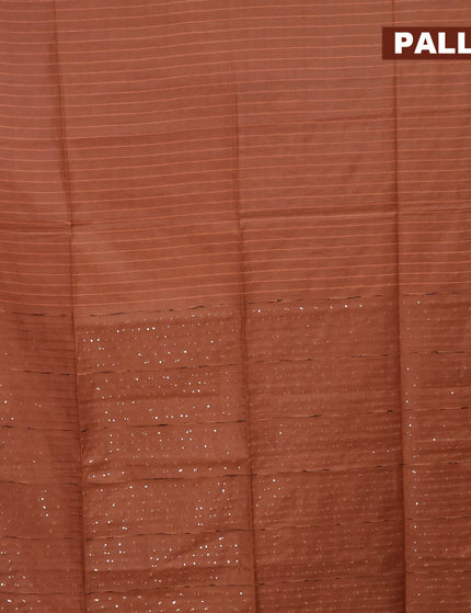 Semi tussar saree dark mustard with allover thread weaves and sequin work pallu & embroidery work blouse