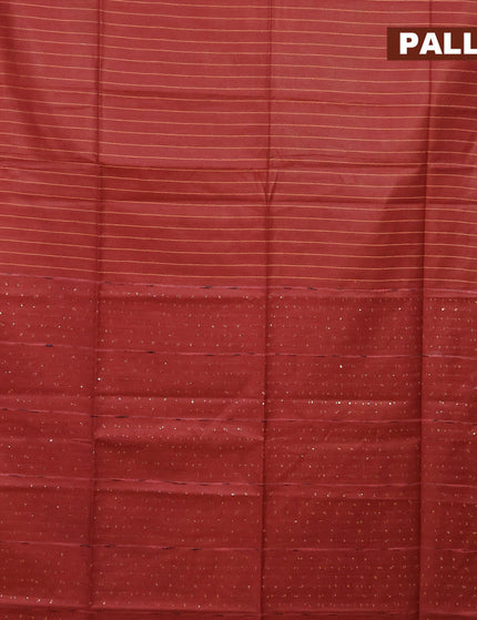 Semi tussar saree maroon with allover thread weaves and sequin work pallu & embroidery work blouse