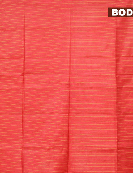 Semi tussar saree red with allover thread weaves and sequin work pallu & embroidery work blouse