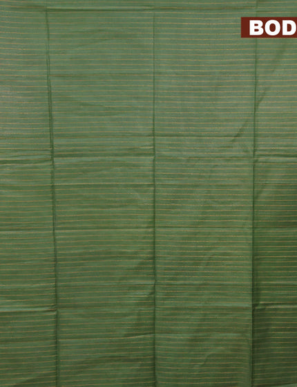 Semi tussar saree green with allover thread weaves and sequin work pallu & embroidery work blouse