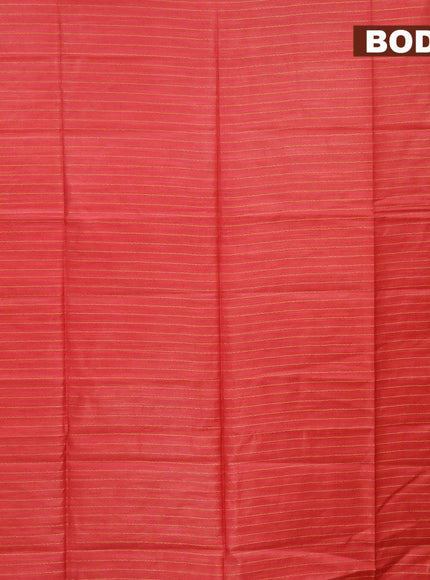 Semi tussar saree red with allover thread weaves and sequin work pallu & embroidery work blouse