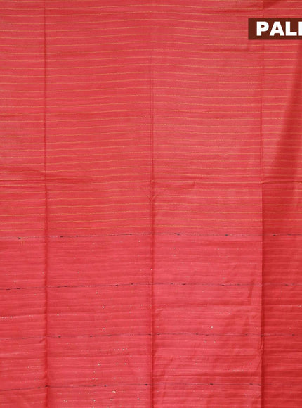 Semi tussar saree red with allover thread weaves and sequin work pallu & embroidery work blouse