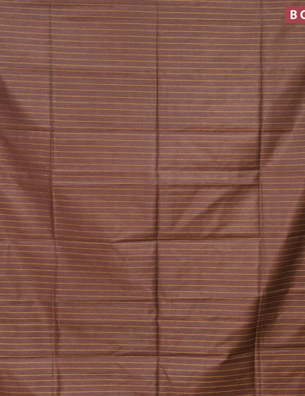 Semi tussar saree brown with allover thread weaves and sequin work pallu & embroidery work blouse