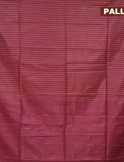 Semi tussar saree maroon with allover thread weaves and sequin work pallu & embroidery work blouse