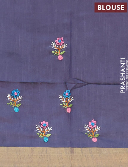 Semi tussar saree grey with allover thread woven stripes pattern and sequin work pallu & embroidery work blouse