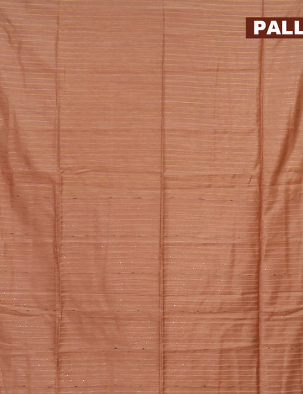 Semi tussar saree pastel brown with allover zari woven stripes pattern and sequin work pallu & embroidery work blouse