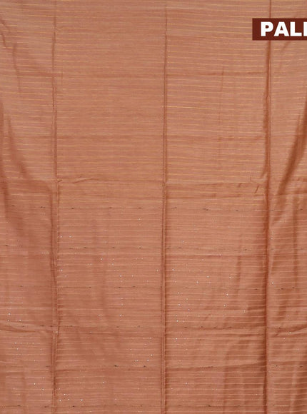 Semi tussar saree pastel brown with allover zari woven stripes pattern and sequin work pallu & embroidery work blouse