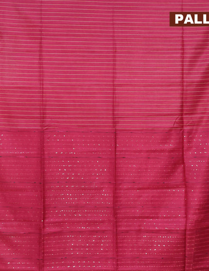 Semi tussar saree magenta pink with allover thread weaves and sequin work pallu & embroidery work blouse