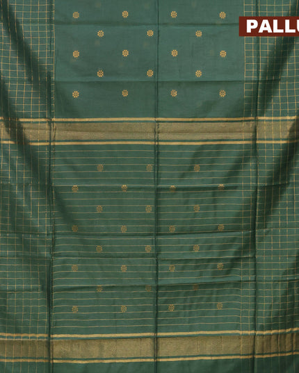 Semi tussar saree green with zari woven buttas and zari woven border & embroidery work blouse