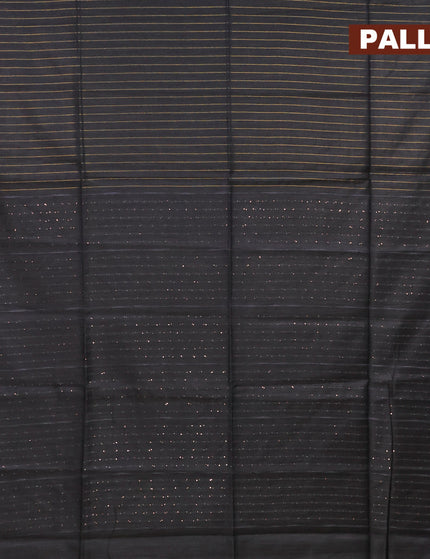 Semi tussar saree black with allover zari woven stripes pattern and sequin work pallu & embroidery work blouse